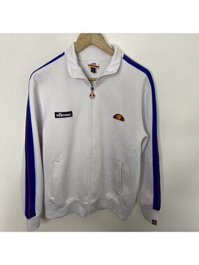 Ellesse Men XS White Blue Track Performance Jacket